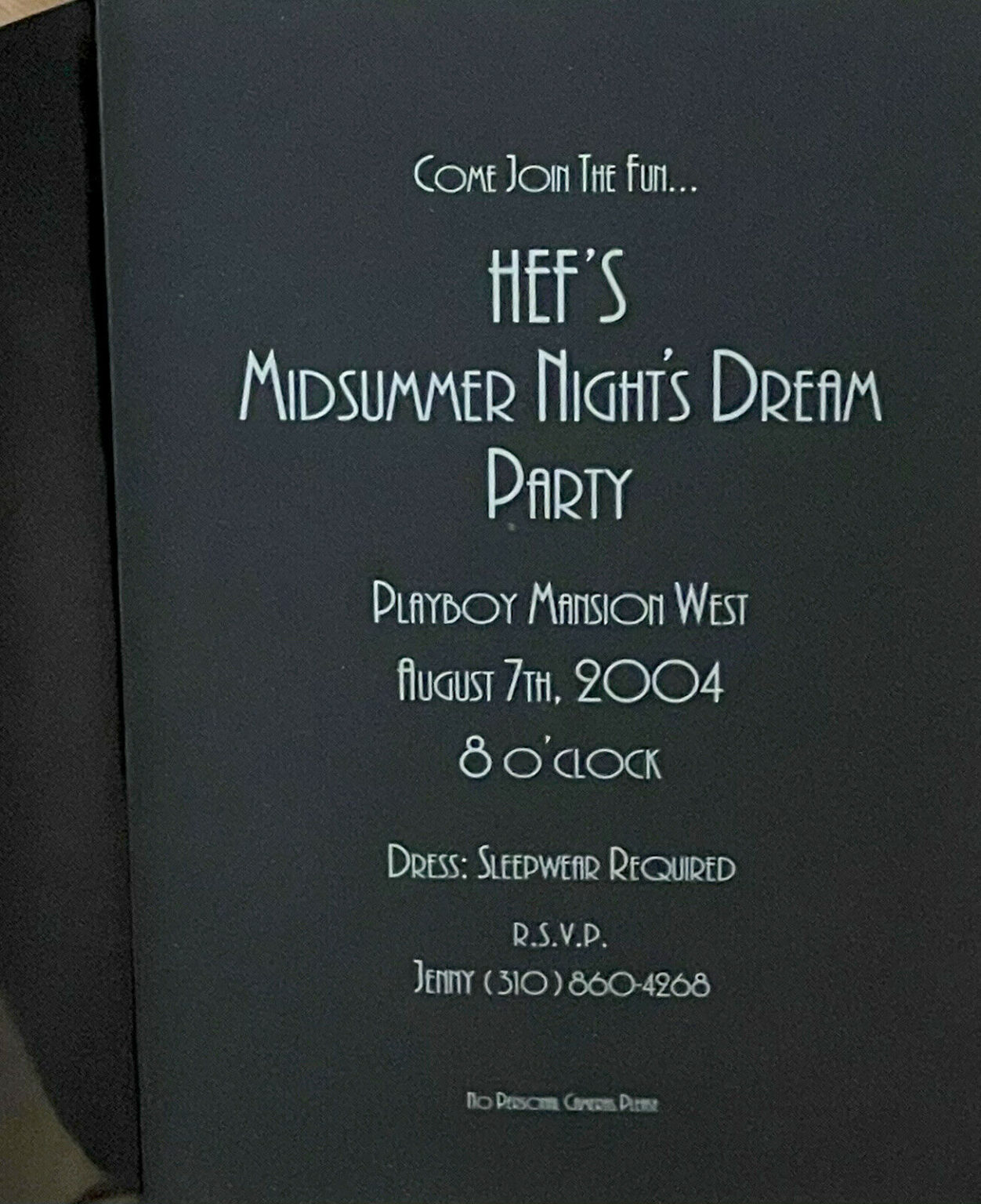 Playboy Mansion Invitation Hugh Hefner’s Midsummer Night’s Dream