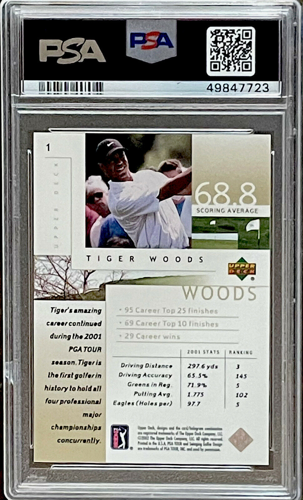 Tiger Woods (PSA 10) GEM-MINT #1 Upper Deck 2002 / 2nd Year Golf
