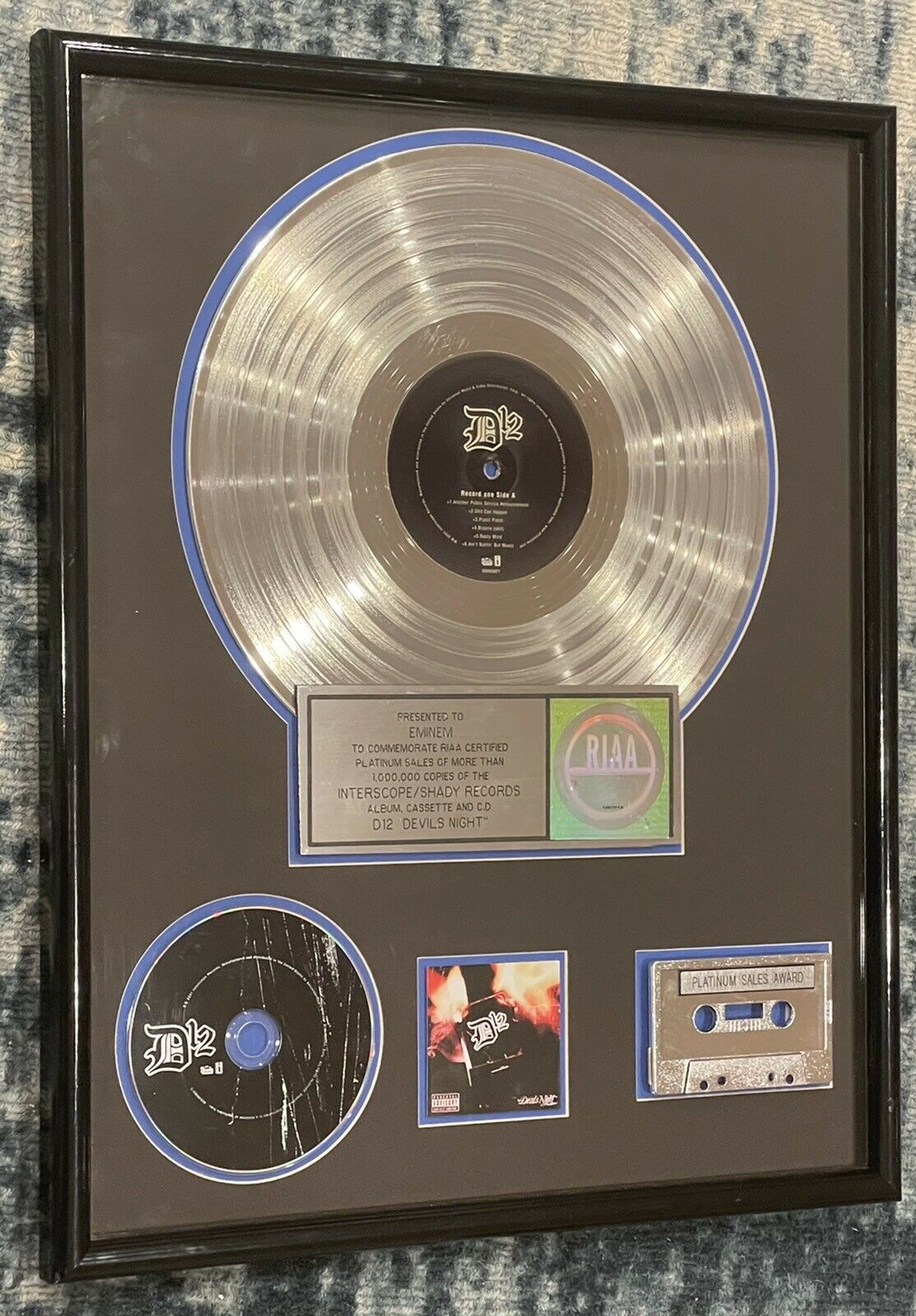 Eminem D12 / Devil's Night RIAA Platinum Album Award Presented to