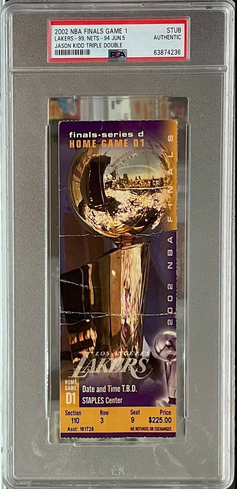 Kobe Bryant vs Jason Kidd (Triple Double) NBA Finals Ticket (PSA) 2002 –  Beverly Hills Swap Meet