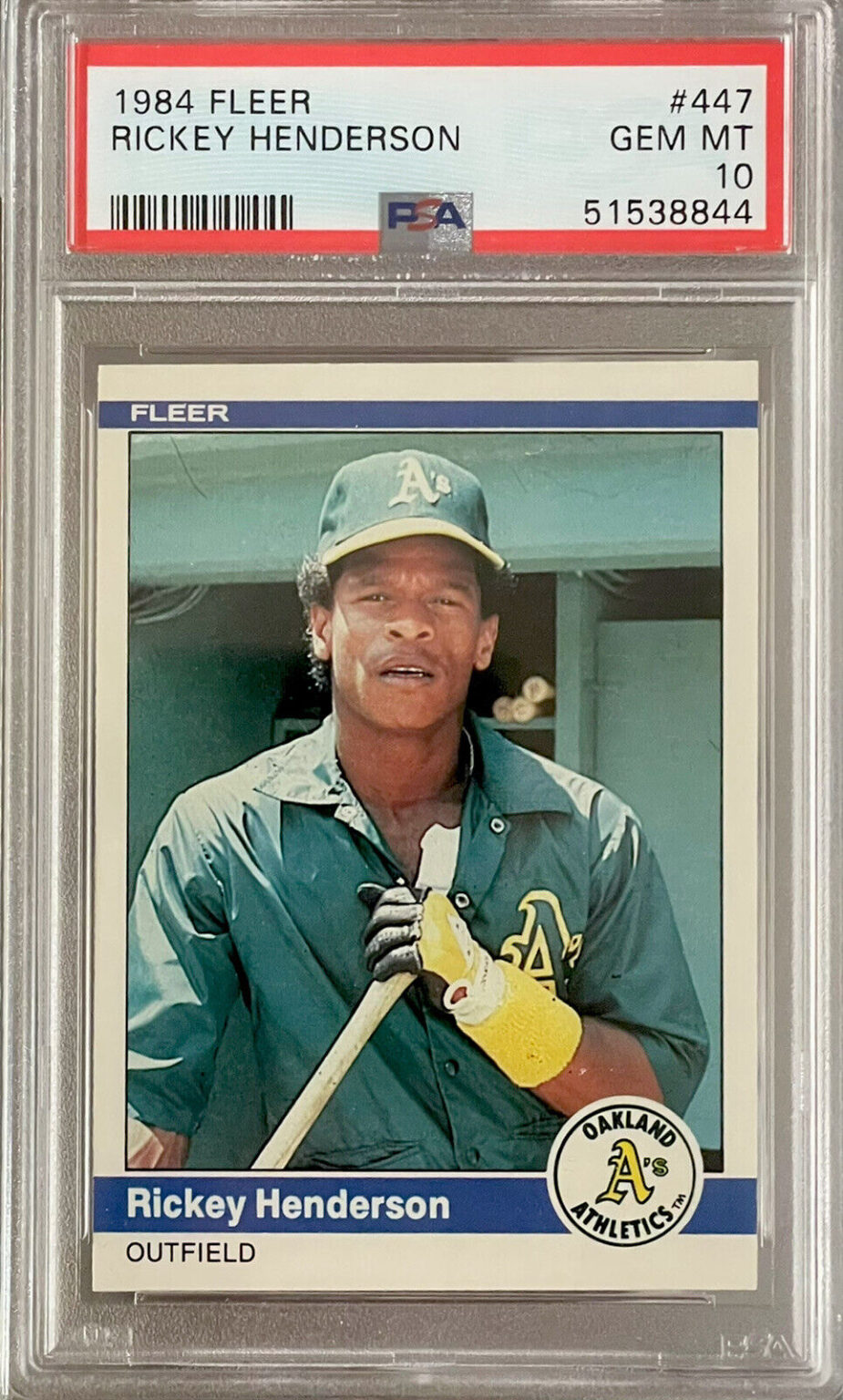 Rickey Henderson (PSA 10) GEMMINT 1984 Fleer Baseball Card Beverly