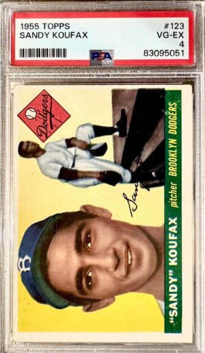 Sandy Koufax Rookie Card (PSA) 4 VG-EX 1955 TOPPS / Vintage Baseball Card