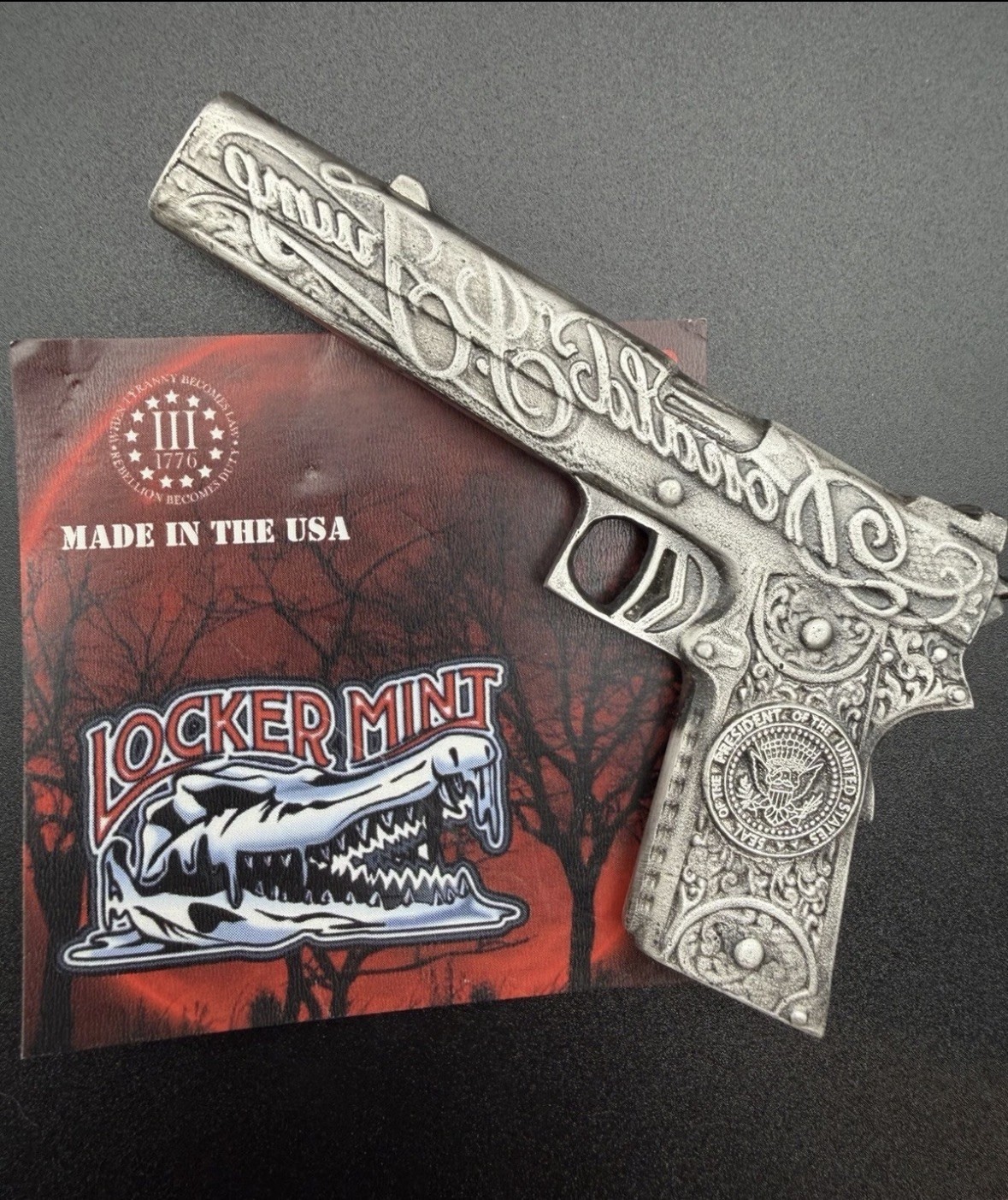 DonaldTrump-The Don-45- 45 gun-Silver-Pistol-silver-Fine