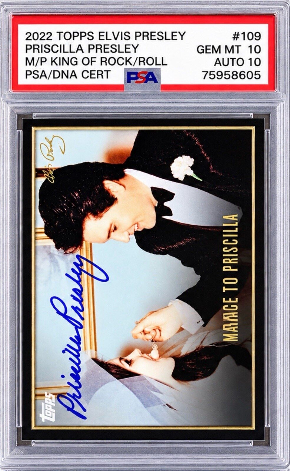 Elvis Presley - Priscilla-Presley - Autograph - psa10 - topps
