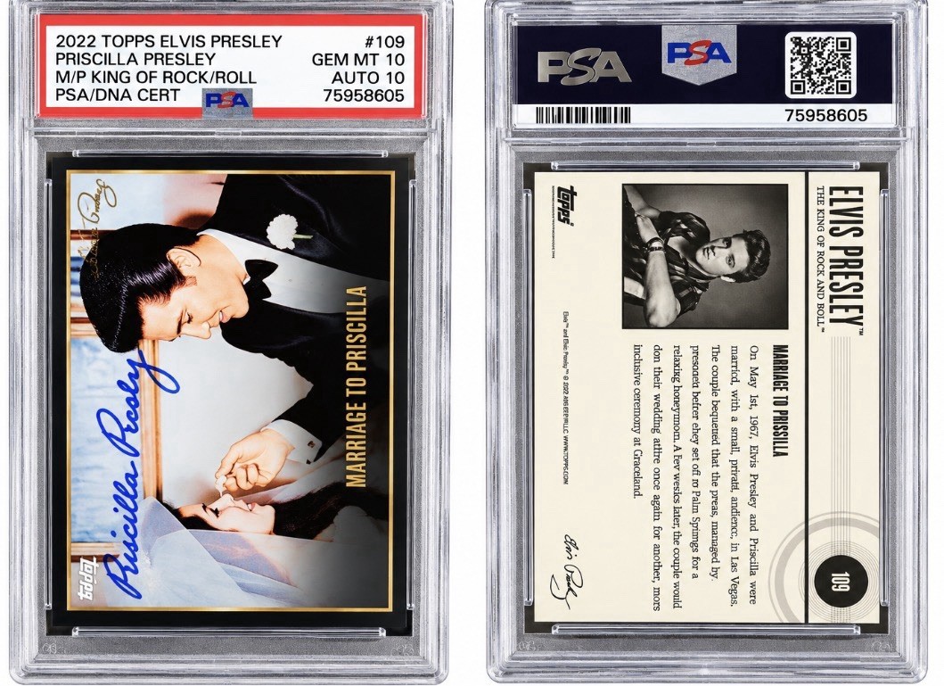 Elvis Presley - Priscilla Presley - Autograph - psa10 - topps-the king