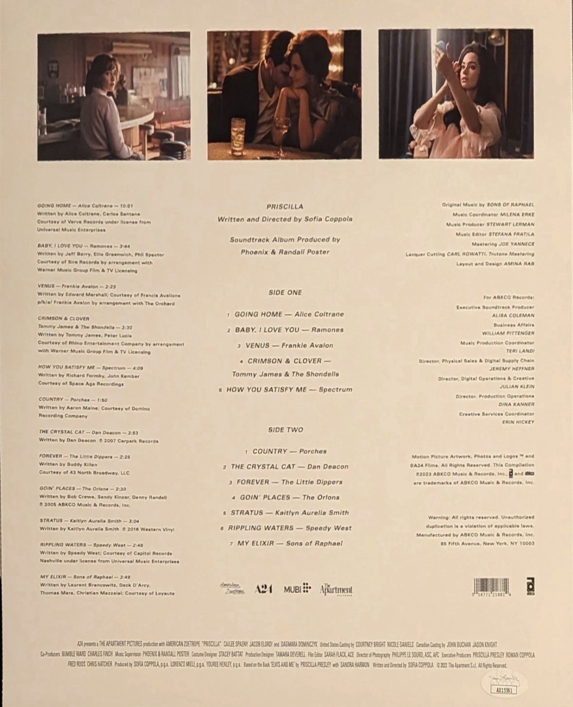 Elvis Presley-Soundtrack- Elvis -Signed - Vinyl -Record - JSA -Priscilla Presley - Autograph